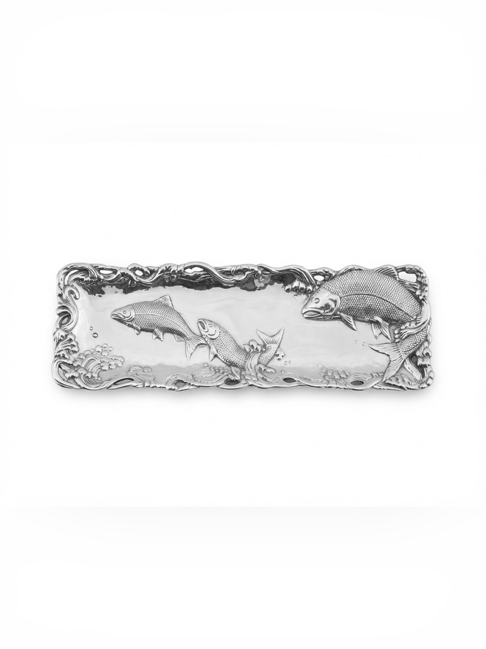 Arthur Court Silver Fish Embossed Rectangular Tray